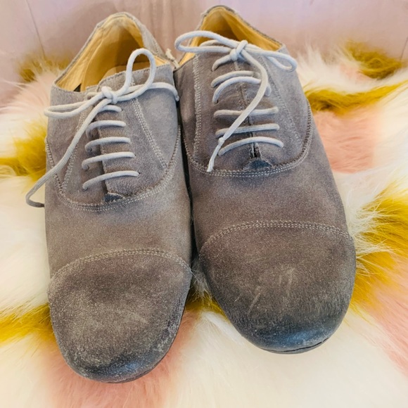 Paris France Atelier Voisin AV Gray Grey Suede Shoes Lace Up Tie Up MENS EU42 - Picture 6 of 9